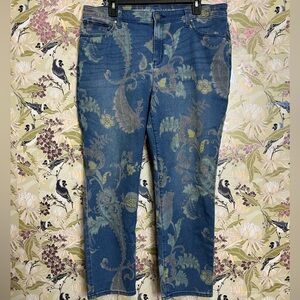 Chico's Blue and Gray Paisley Skinny Jeans